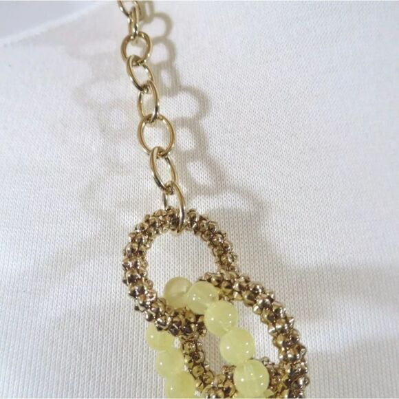 NEW TALBOTS DOUBLE LINK GOLD/PALE YELLOW NECKLACE 24"-27" NWOT - Picture 3 of 3